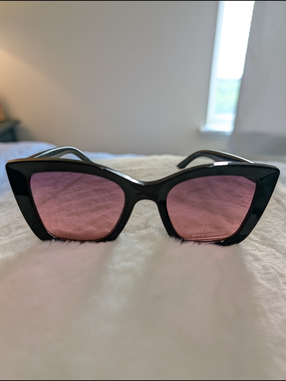 Draper James Black Cat-Eye Sunglasses with Pink Lenses - Picture 10 of 10